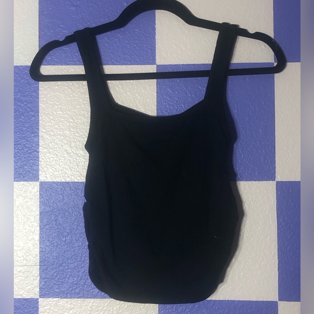 NWT Bobi Square Neck Shirred Tank in Black - Size XS